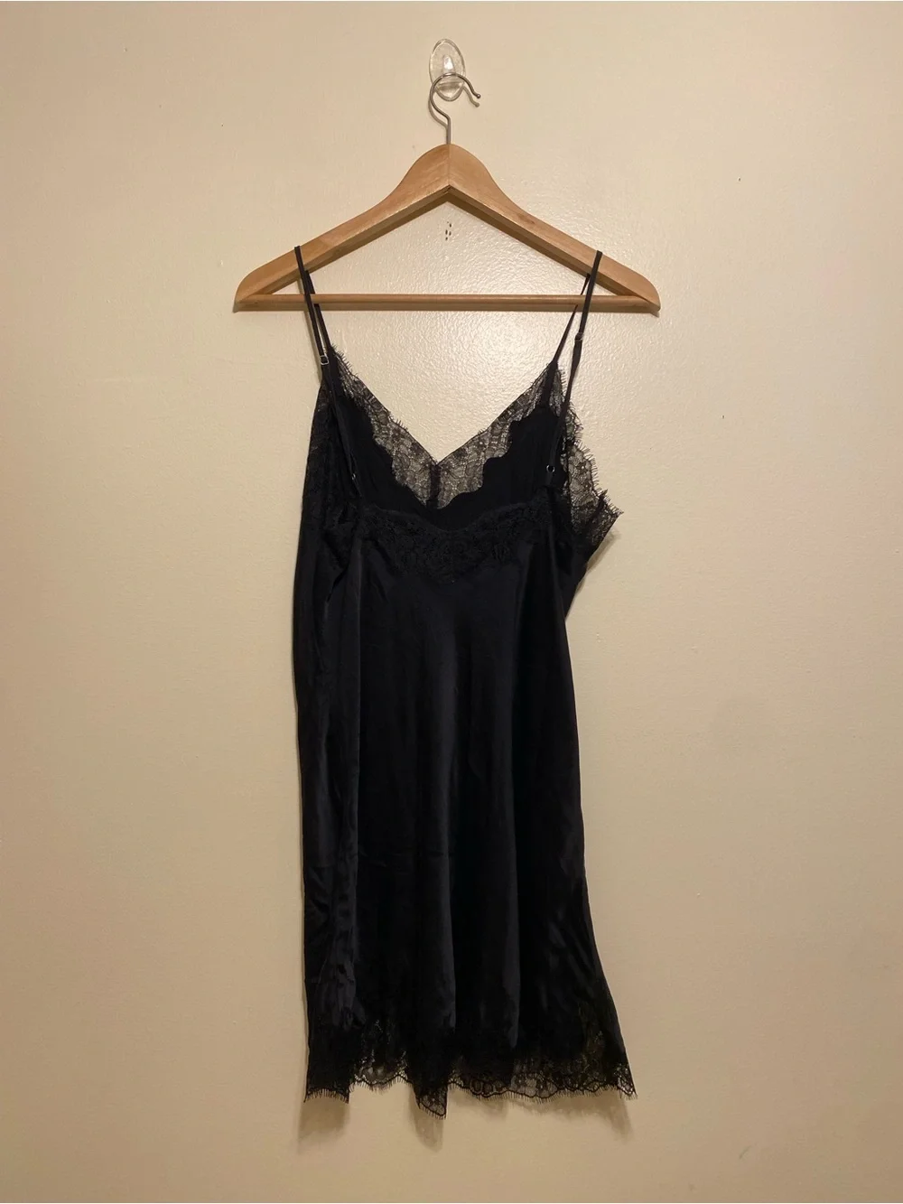 JOURNELLE SILK Black Lace-Trim Slip Dress - Women Intimates & Sleepwear. Size M